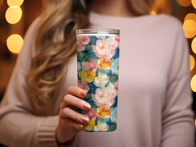 Fine Art Abstract Painted Floral Pattern for Spring Design