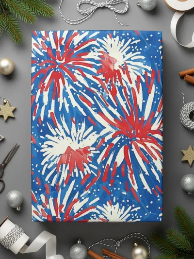 Fireworks Digital Paper, Patriotic Seamless Pattern, 4th of July Digital Download, Fabric Design, Scrapbooking Paper, Red White and Blue