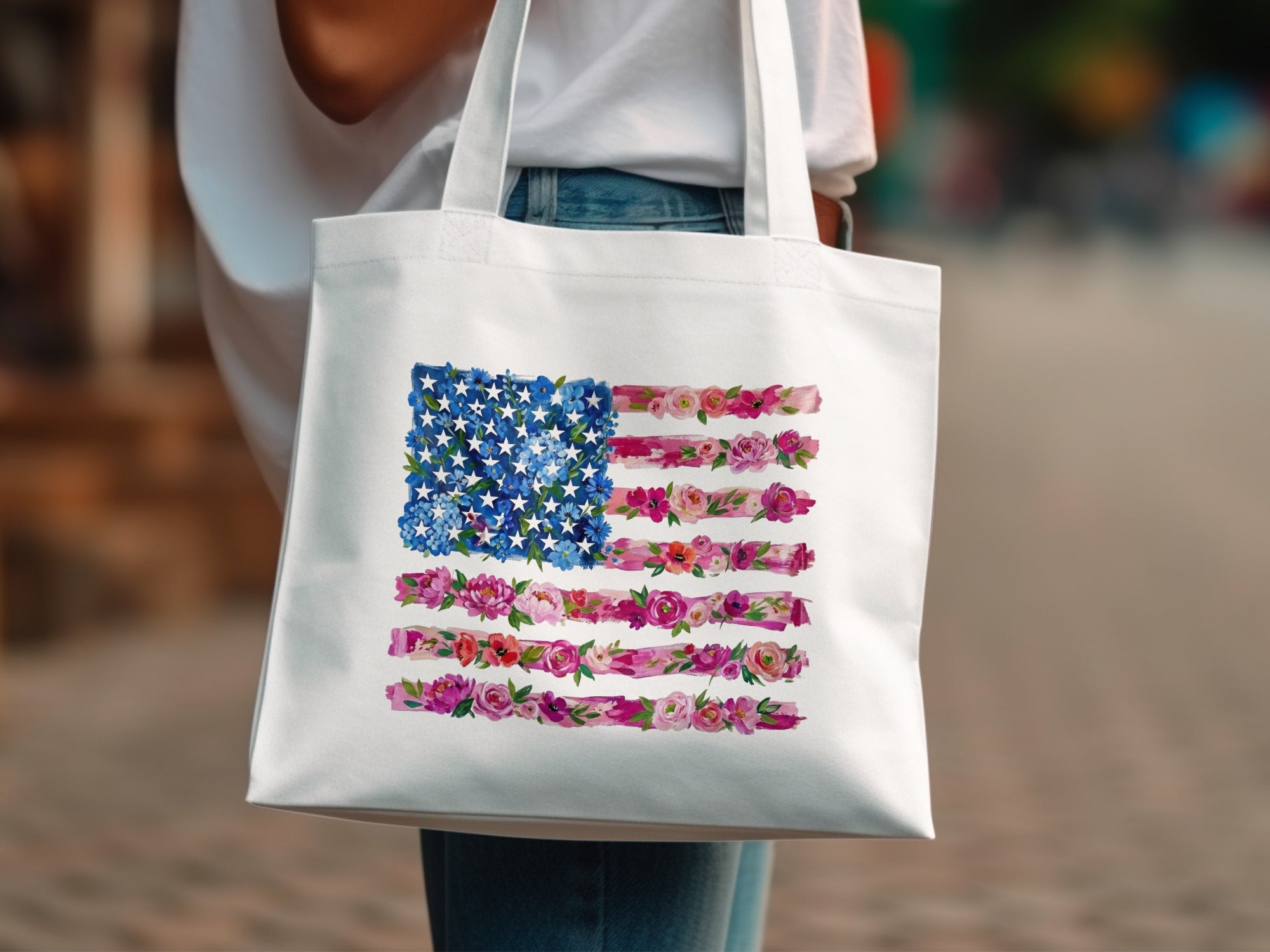 Floral American Flag PNG T Shirt Design, Flower American Flag T Shirt SVG and PNG Digital Files