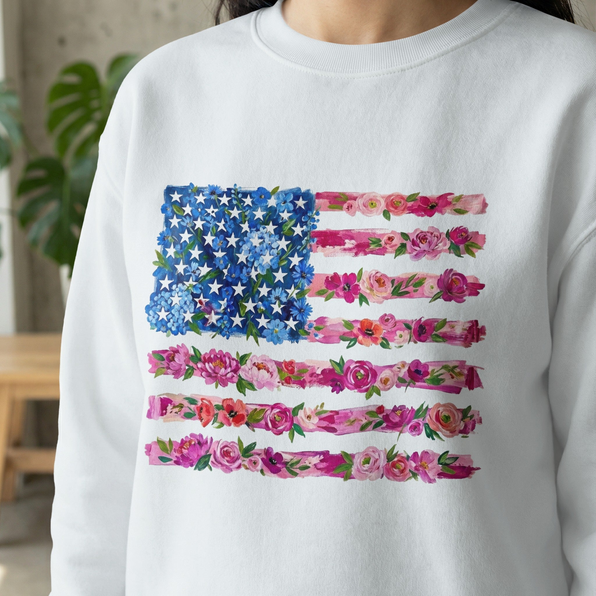 Floral American Flag PNG T Shirt Design, Flower American Flag T Shirt SVG and PNG Digital Files