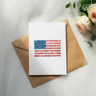 Floral American Flag T-Shirt Digital Design | Patriotic Flower USA Flag SVG PNG | 4th of July Independence Day Tee