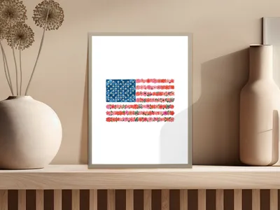 Floral American Flag T-Shirt Digital Design | Patriotic Flower USA Flag SVG PNG | 4th of July Independence Day Tee