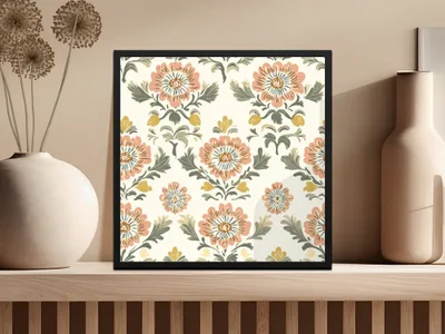 Floral Arrangement Featuring A Seamless Indian Pattern Floral Chintz