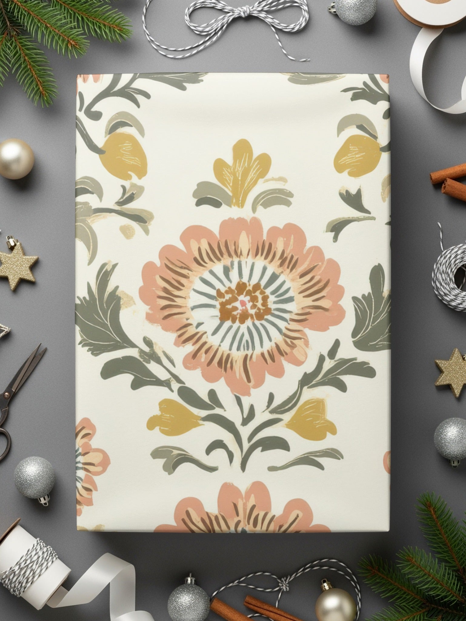 Floral Arrangement Featuring A Seamless Indian Pattern Floral Chintz
