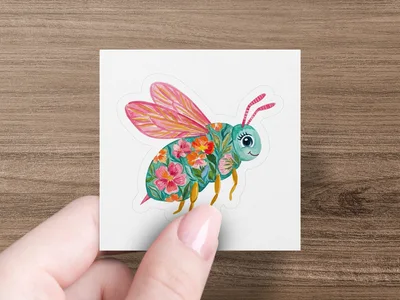 Floral Bee Digital Art PNG, Cute Watercolor Bee Clipart, Whimsical Spring Bee Download, Nature Lover Gift, Instant Digital File