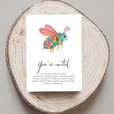 Floral Bee Digital Art PNG, Cute Watercolor Bee Clipart, Whimsical Spring Bee Download, Nature Lover Gift, Instant Digital File