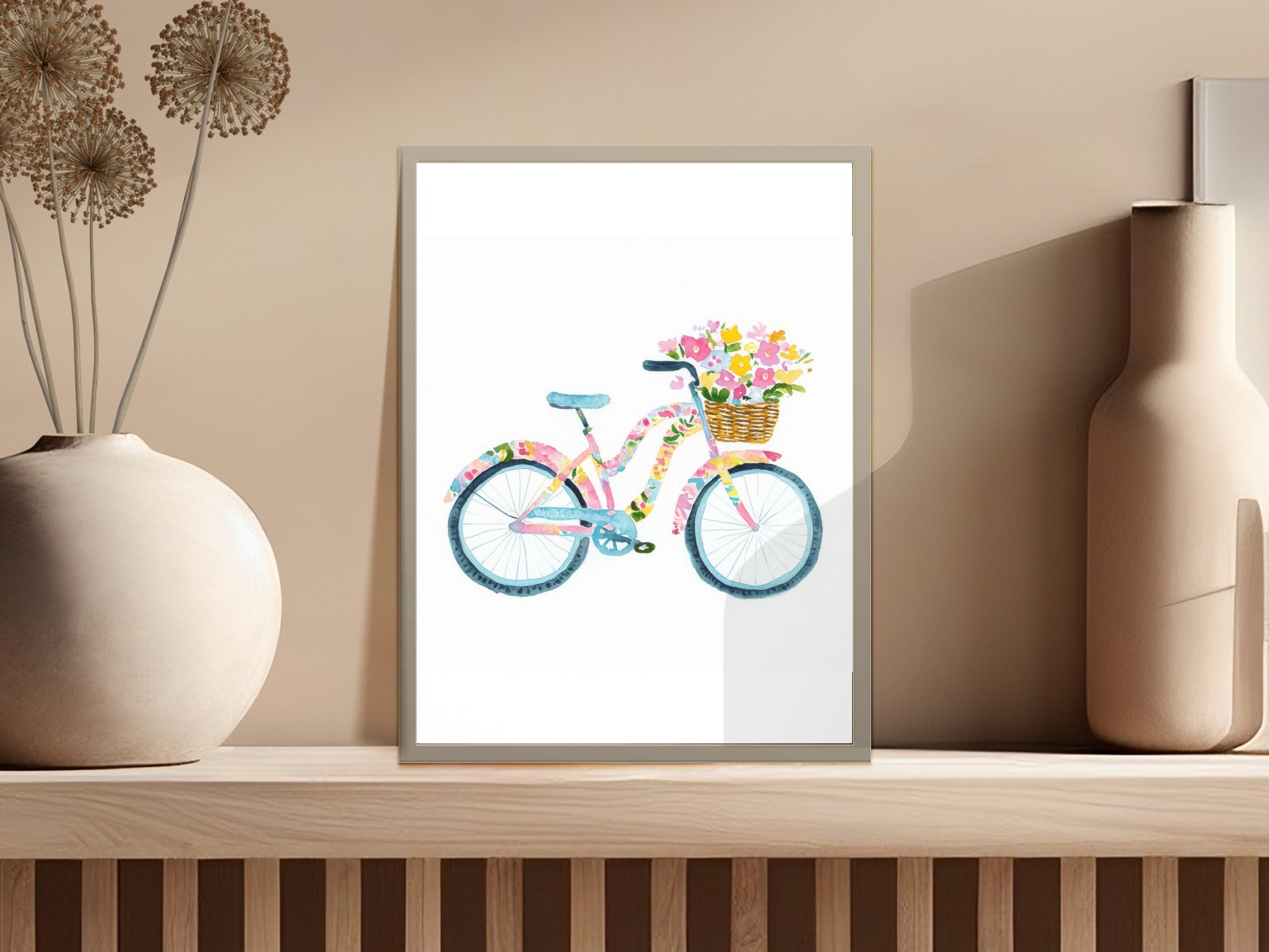Floral Bicycle PNG SVG, Pastel Summer Art, Cute Bike Clipart, Girly Preppy Design, Sublimation Download, Cricut Cut File, Whimsical Artwork