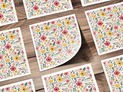 Floral Birthday Digital Paper, Pink Yellow Flower Seamless Pattern, Commercial Use, Digital Download, Scrapbook Paper (130)