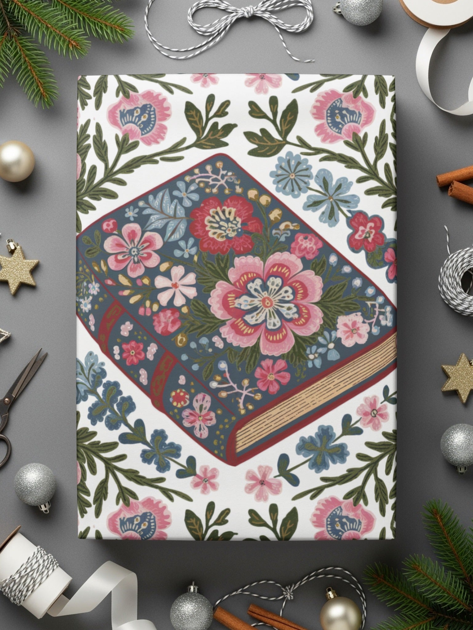 Floral Book Digital Paper, Seamless Pattern Design, Scrapbook Paper Pack, Fabric Pattern, Printable Background, Unique Floral Texture