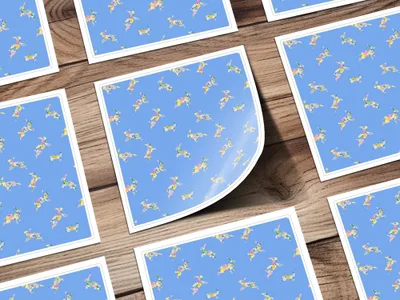 Floral Bunny Digital Paper, Seamless Rabbit Pattern, Spring Easter Design, Pastel Blue Background, Cute Animal Print, Digital Download