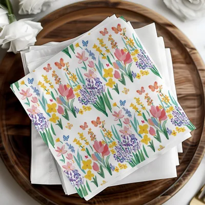 Floral Butterfly Digital Paper, Seamless Flower Pattern, Watercolor Wildflower Design, Spring Garden Print, Floral Digital Download