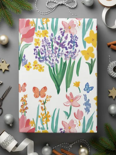 Floral Butterfly Digital Paper, Seamless Flower Pattern, Watercolor Wildflower Design, Spring Garden Print, Floral Digital Download