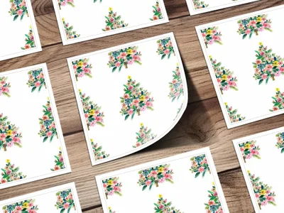 Floral Christmas Tree Digital Paper, Watercolor Seamless Pattern, Holiday Design, Festive Digital Download, Scrapbook Paper, Fabric Print