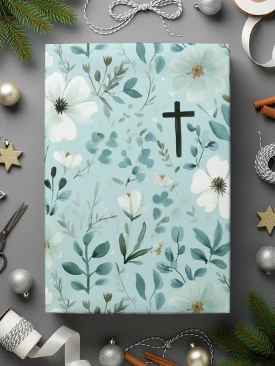 Floral Cross Seamless Pattern, Digital Paper, Spring Flowers, Religious Fabric Design, Easter Background, Faith Based Printable Design