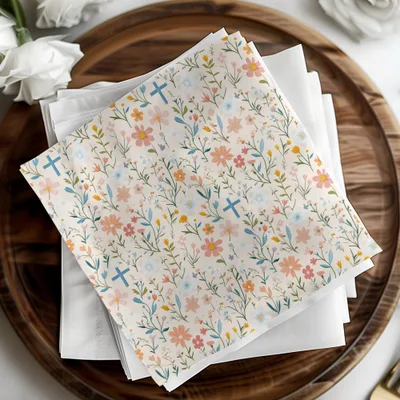 Floral Cross Seamless Pattern Digital, Pastel Flower Digital Paper, Religious Easter Background, Spring Floral Print Fabric, 2 JPEG files