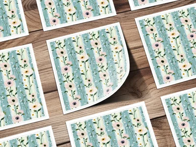 Floral Digital Paper, Anemone Seamless Pattern, Pastel Flower Print, Green Wallpaper, Digital Fabric Design, JPEG Files, Scrapbook Paper