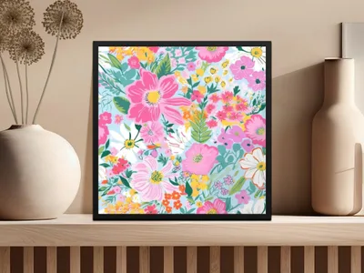 Ditsy Floral Digital Paper, Flower Seamless Pattern, Watercolor Flower, Pink Floral, Fabric Design, Backgrounds, Scrapbooking Paper, Digital Art