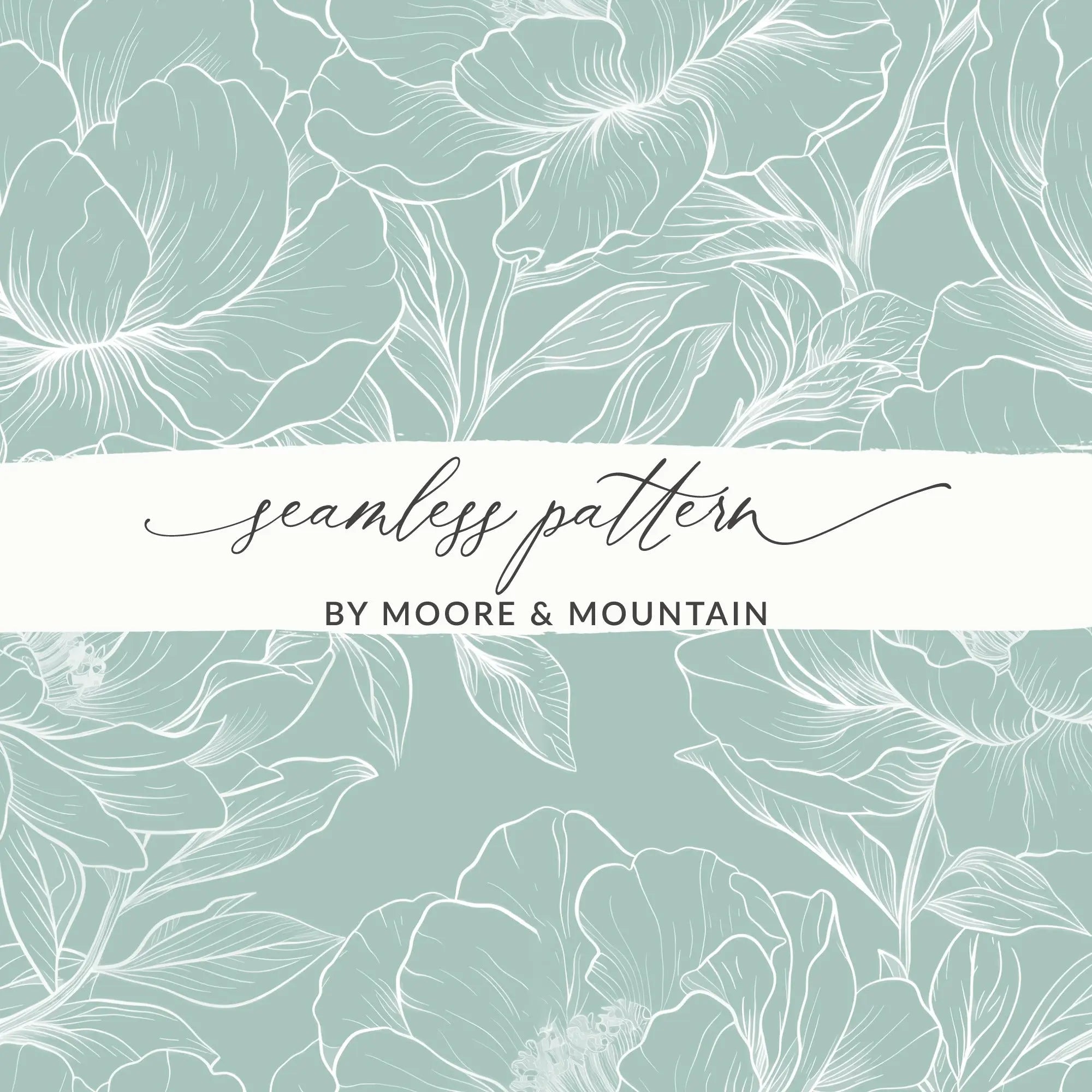 Floral Digital Paper, Green and White Peonies, Seamless Pattern, Commercial Use, Print on Demand, 12x12 JPEG, Floral Background