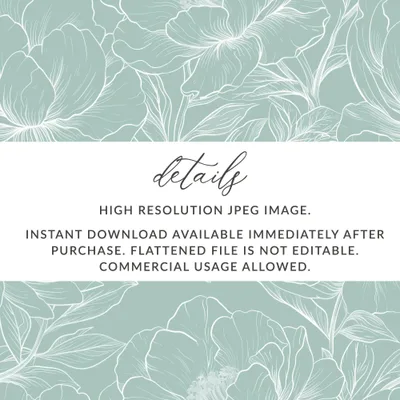 Floral Digital Paper, Green and White Peonies, Seamless Pattern, Commercial Use, Print on Demand, 12x12 JPEG, Floral Background