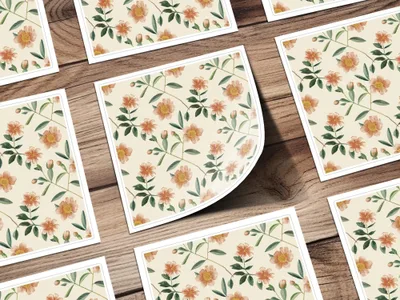Ditsy Floral Digital Paper, Peach Flower Pattern, Seamless Pattern Design, Repeat Pattern Download, Botanical Print, Surface Pattern Digital