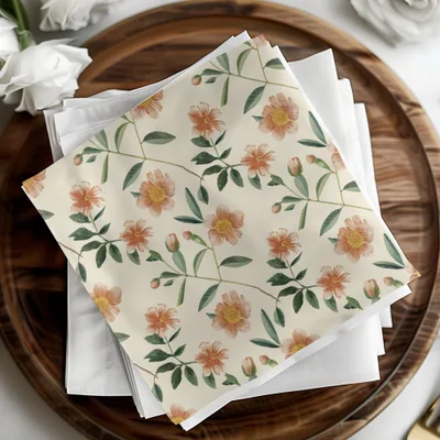 Ditsy Floral Digital Paper, Peach Flower Pattern, Seamless Pattern Design, Repeat Pattern Download, Botanical Print, Surface Pattern Digital
