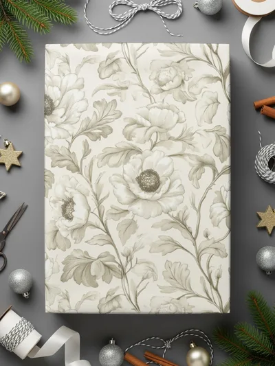 Neutral Beige Floral Seamless Pattern JPEG Commercial Use POD Line Art Floral Pattern Boho