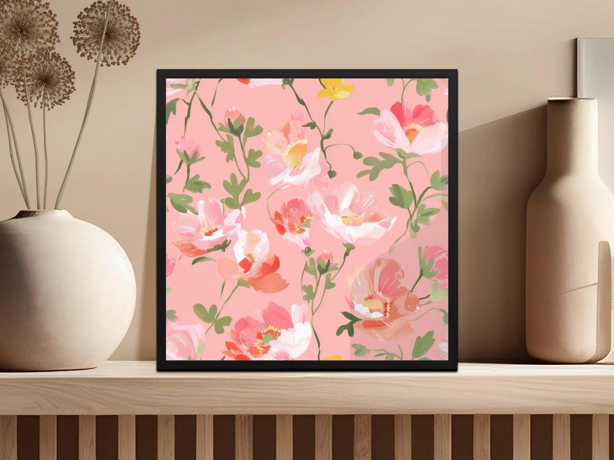 Floral Digital Paper, Pink Flowers Pattern, Seamless Flower JPEG, Spring Floral, Floral Background, Flower Illustration, Scrapbook Paper