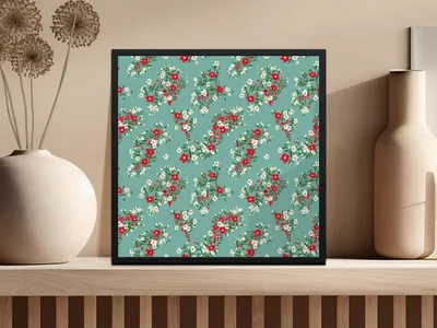 Floral Digital Paper, Red and White Flowers, Seamless Pattern, Fabric Design, Scrapbooking Paper, Printable Paper, Commercial Use