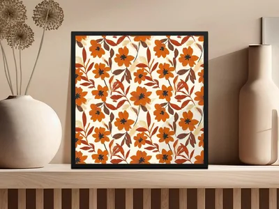 Floral Digital Paper, Seamless Flower Pattern, Autumn Digital Paper, Digital Fabric Pattern, Botanical Design, Scrapbook Paper