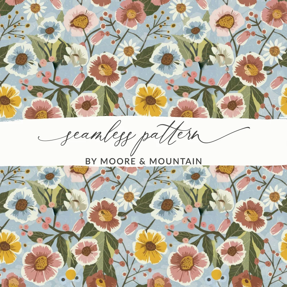 Floral Digital Paper, Seamless Flower Pattern, Botanical Print, Scrapbook Paper, Fabric Design, Floral Background, Digital Download