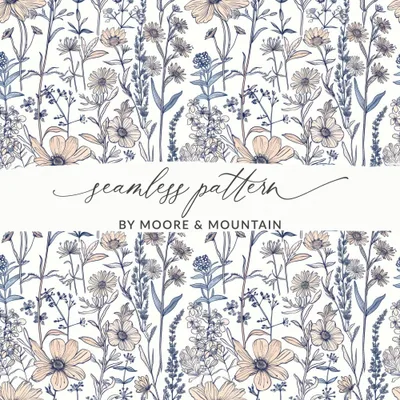 Floral Digital Paper, Seamless Flower Pattern, Botanical Print, Spring Design, 12x12 JPEG, Printable Wallpaper, Fabric Design, Download