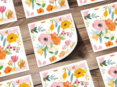Floral Digital Paper, Seamless Flower Pattern, Brushstroke Floral, Fabric Design, Colorful Floral Pattern, Scrapbooking Paper, Digital