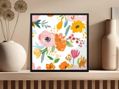 Floral Digital Paper, Seamless Flower Pattern, Brushstroke Floral, Fabric Design, Colorful Floral Pattern, Scrapbooking Paper, Digital