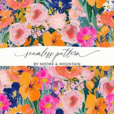 Floral Digital Paper, Seamless Flower Pattern, Colorful Print, Commercial Use, Scrapbooking, 12x12 JPEG, Digital Download