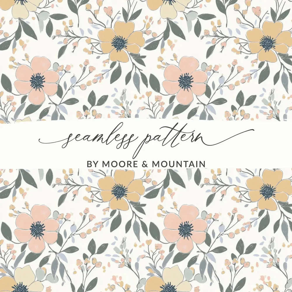 Floral Digital Paper, Seamless Flower Pattern, Commercial Use Allowed, Digital Download, Print on Demand, Flower Background, JPEG Files