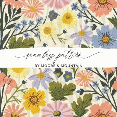 Floral Digital Paper, Seamless Flower Pattern, Spring Digital Paper, Floral Background, Commercial Use Fabric Design, Digital Paper Pack