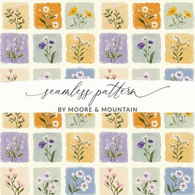 Floral Digital Paper, Seamless Flower Pattern, Watercolor Wildflower Background, Botanical Illustration, Scrapbook Paper, Printable Fabric