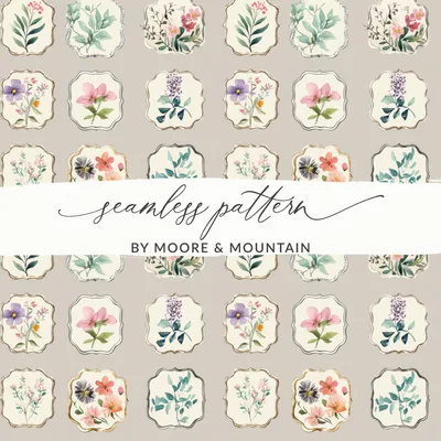 Neutral Floral Seamless Pattern Digital Download Commercial Use