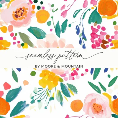 Floral Digital Paper, Watercolor Flower Pattern, Seamless Repeat Pattern, Digital Download for Fabric Design, Scrapbooking, Backgrounds