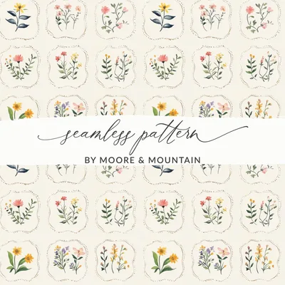 Floral Digital Paper, Watercolor Flower Seamless Pattern, Botanical Printable Design, Scrapbook Paper Digital Download, Floral Art Design