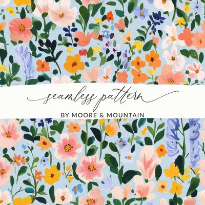 Floral Digital Paper, Watercolor Flowers Pattern, Pastel Flower Background, Seamless Flower Clipart, Spring Digital Download