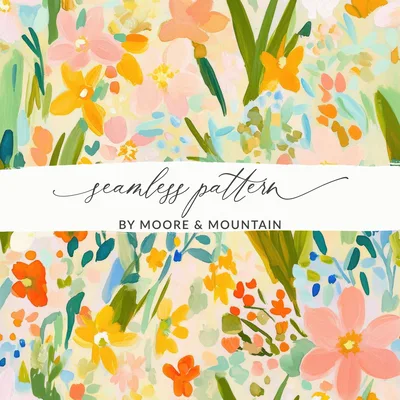 Floral Digital Paper, Watercolor Flowers Pattern, Spring Garden Illustration, Seamless Flower Background, Printable Scrapbook Paper