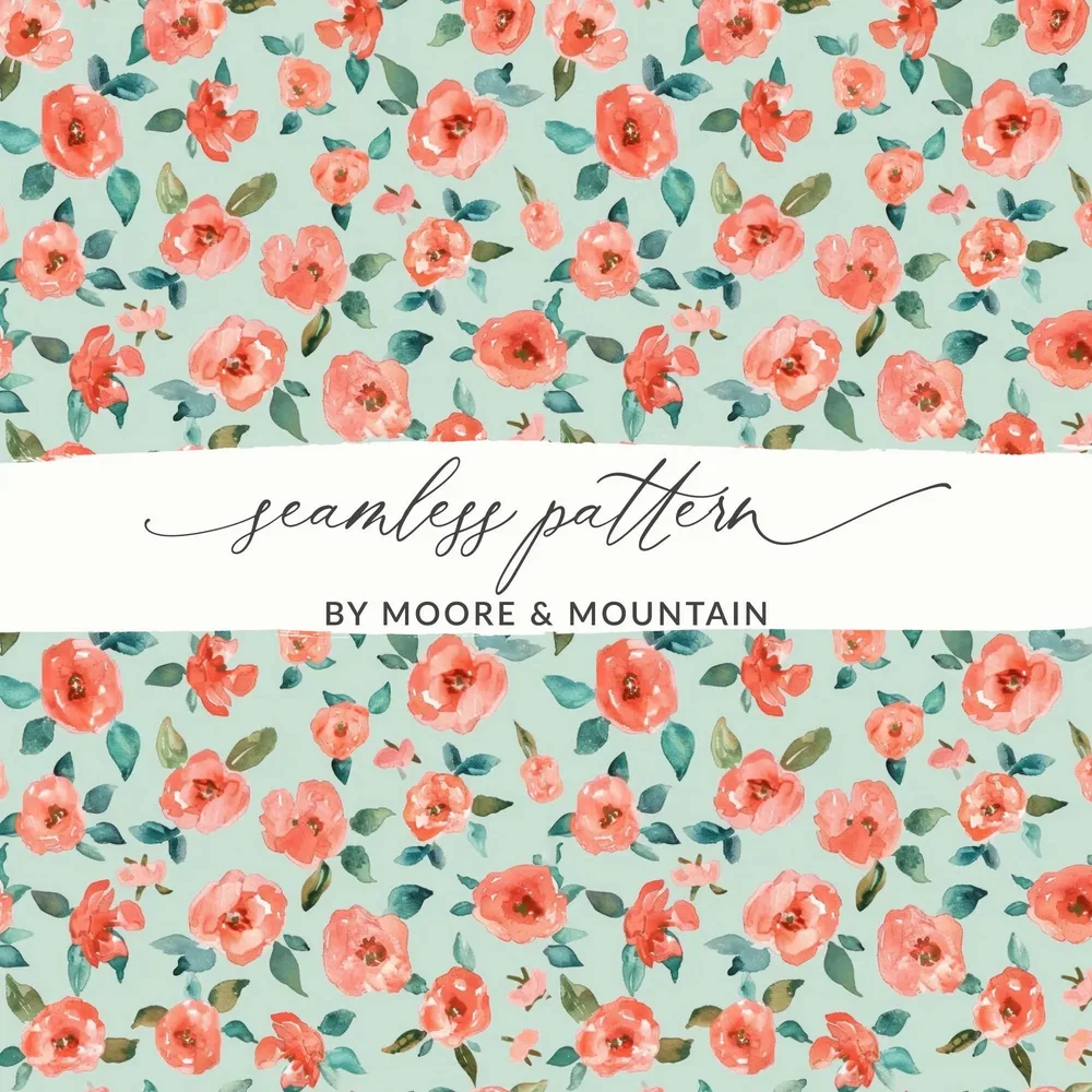 Floral Digital Paper, Watercolor Roses Pattern, Seamless Flower Design, Commercial Use Background, Spring Digital Download, Fabric Design