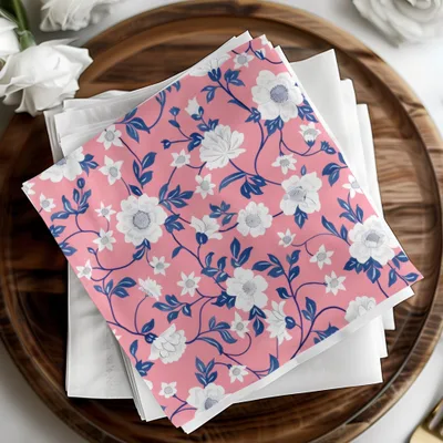 Floral Digital Paper, White Flowers Pattern, Pink Seamless Pattern, Botanical Digital Print, Fabric Design, Scrapbook Paper, Floral Art