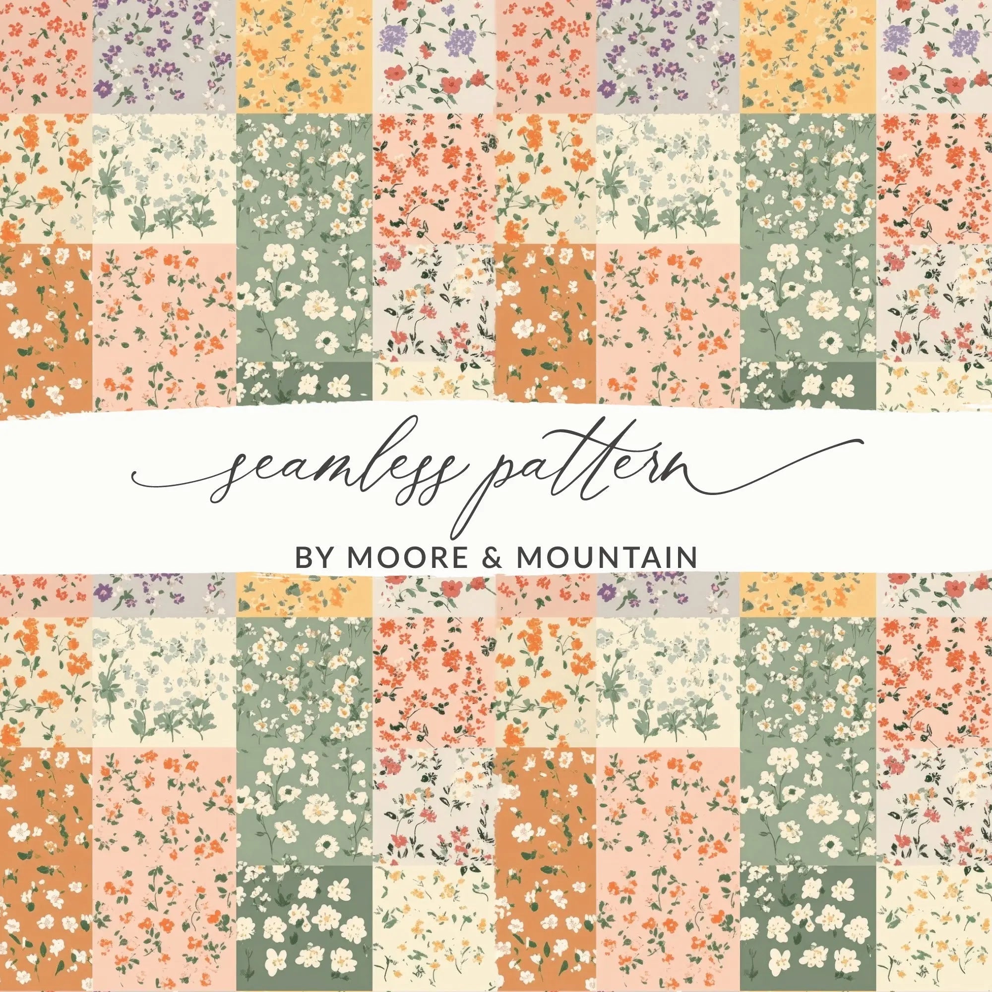 Ditsy Floral Digital Paper,Patchwork Floral Seamless Pattern, Flower Background, Fabric Design, Scrapbooking, Digital Download, Quilting Paper