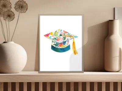 Floral Graduation Cap SVG Digital Download for Class of 2024, Graduate PNG Clipart, Senior University College Success Clip Art SVG