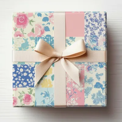 Floral Patchwork Digital Seamless Pattern, Pink Blue Flower Repeat Pattern Design, Printable Fabric Pattern, Commercial License Included