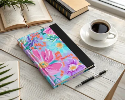 Floral Pattern Digital Paper, Colorful Flower Preppy Abstract Neon Purple Floral Pattern