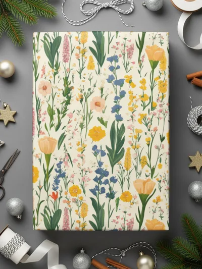 Floral Pattern Digital Paper, Flower Seamless Design, Springtime Scrapbook Paper, Printable Fabric Pattern, Yellow, Blue, Pink Flowers