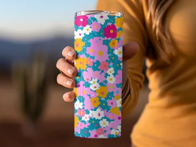 Ditsy Girly Seamless Background for Commecial Use POD Use Retro Daisies